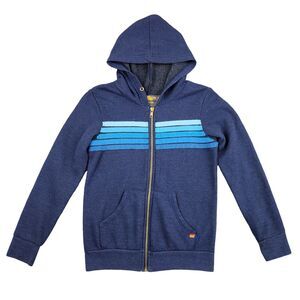 Aviator Nation Kid's 5 Stripe Hoodie Blue Full Zip Vintage Feel Youth 8